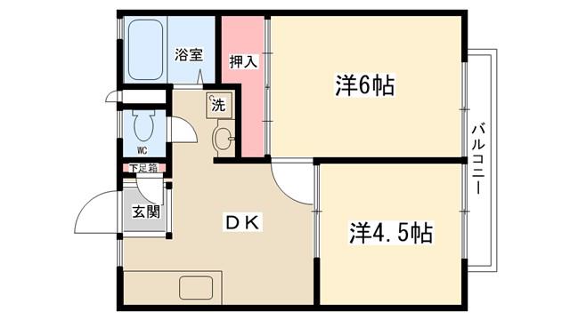 コウエイアパートA(2DK/2階)の間取り写真
