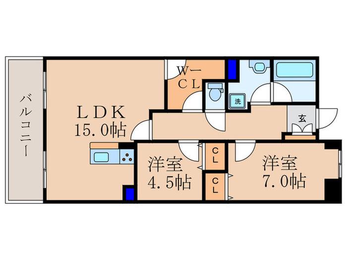 パインフィールド洛東(2LDK/1階)の間取り写真