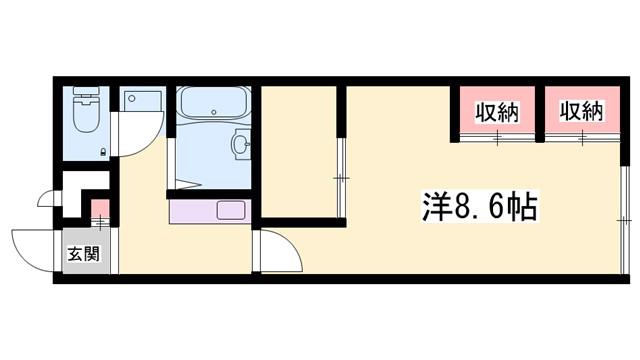 フレンドリーA(ワンルーム/1階)の間取り写真