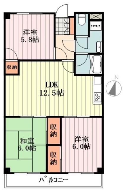 エクセレント上水(3LDK/2階)の間取り写真