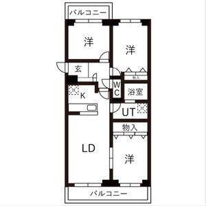 BRO北野(3LDK/9階)の間取り写真