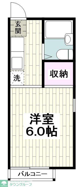 相川ハイツ(1K/2階)の間取り写真
