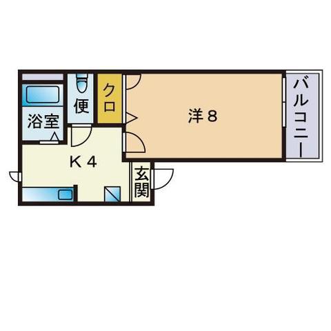 ディアス香椎C(1K/1階)の間取り写真