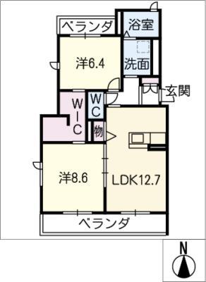 シャーメゾン休郷ウエスト(2LDK/3階)の間取り写真