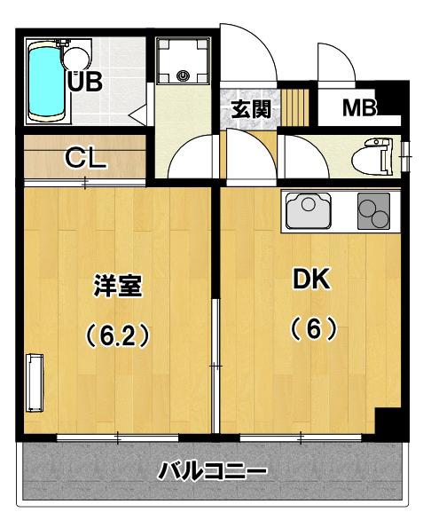 OGタウン(1DK/2階)の間取り写真