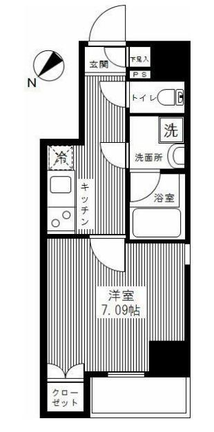 スカイコートパレス八丁堀(1K/3階)の間取り写真