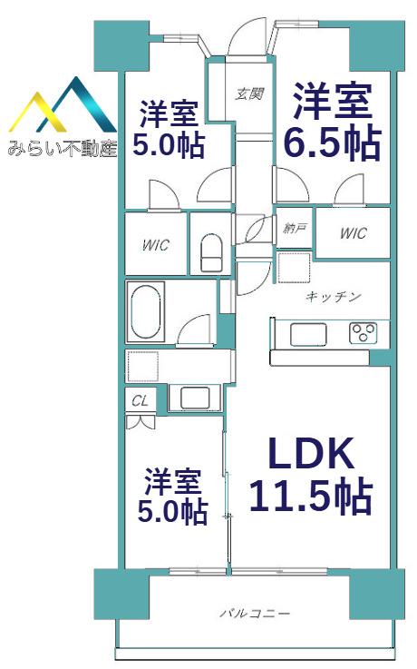 シティテラス川崎鈴木町グランドシーズンズ(3LDK/13階)の間取り写真