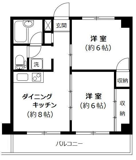 シルクヴィラ中野(2DK/3階)の間取り写真
