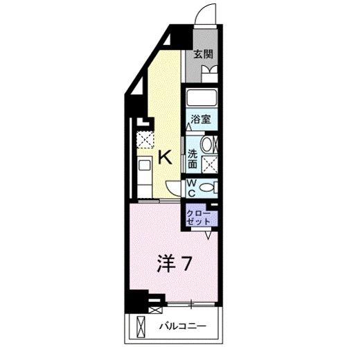 ヒラソル 瀬田(1K/2階)の間取り写真