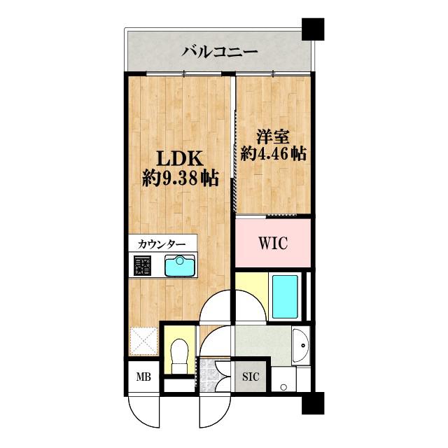プレジオ難波EURO(1LDK/9階)の間取り写真