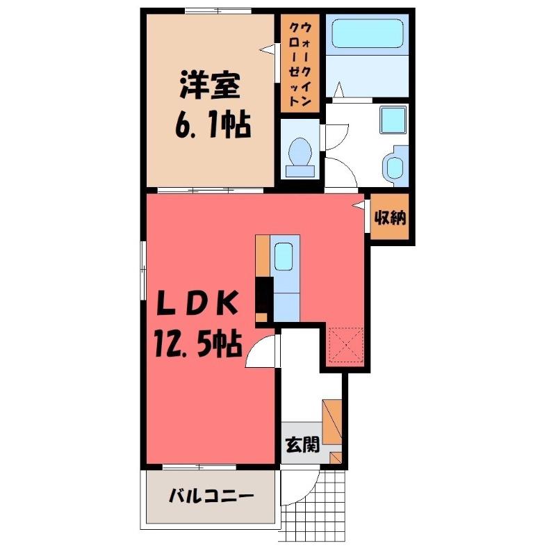 カレント レジデンス 下増田III(1LDK/1階)の間取り写真