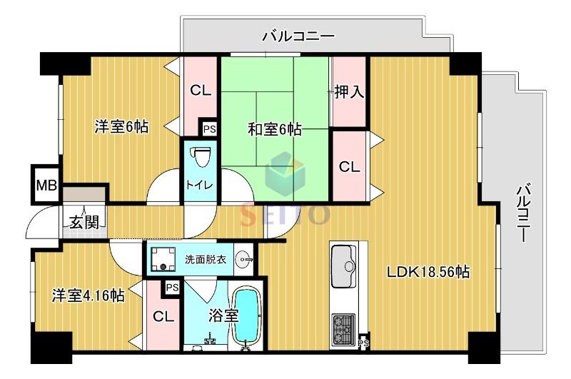エスリード桃山台(2SLDK/5階)の間取り写真