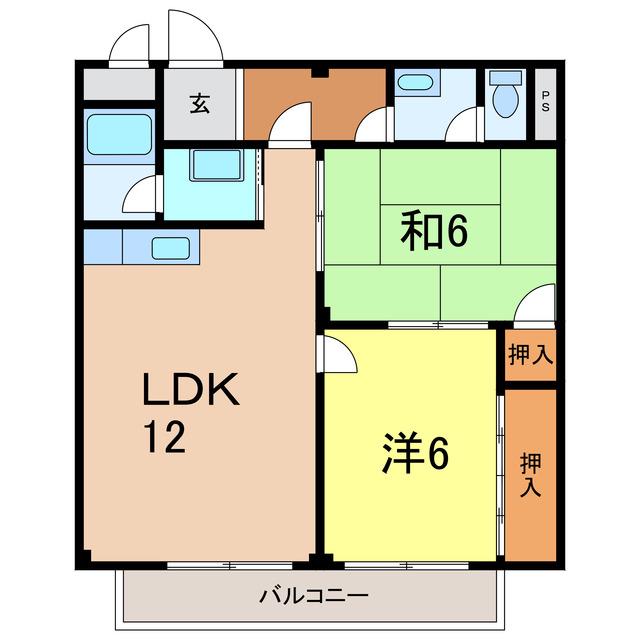 SURPLUS THREE 千恵(2LDK/1階)の間取り写真