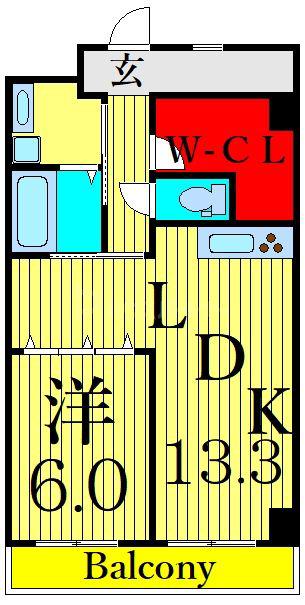 北小岩ワイエムガーデン(1LDK/4階)の間取り写真