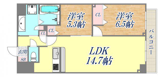 クラニア甲東園(2LDK/2階)の間取り写真