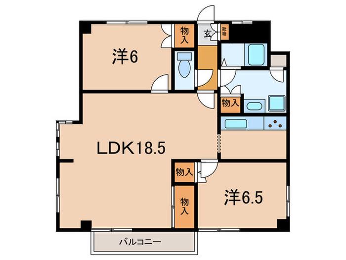 エスペランサ池上(2LDK/4階)の間取り写真