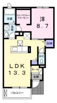 エヌメゾンI(1LDK/1階)の間取り写真