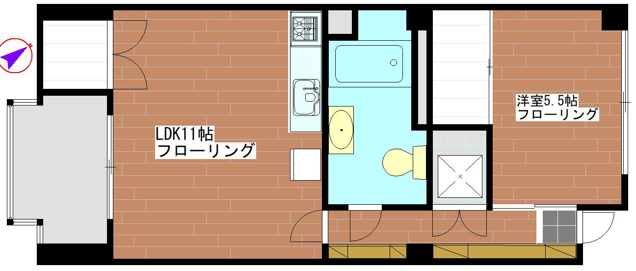 代々木フラワーマンション(1LDK/3階)の間取り写真