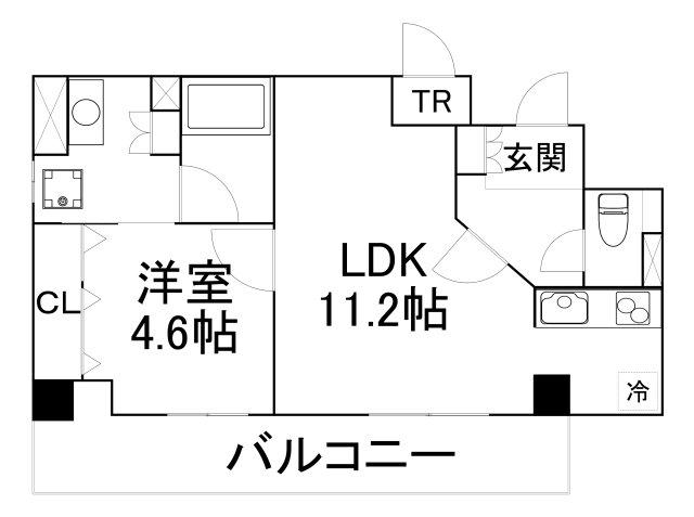 ジーニス大阪ウエスト(1LDK/28階)の間取り写真