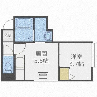 コンブリオ(1DK/2階)の間取り写真