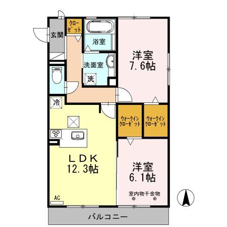 シャンポール(2LDK/1階)の間取り写真