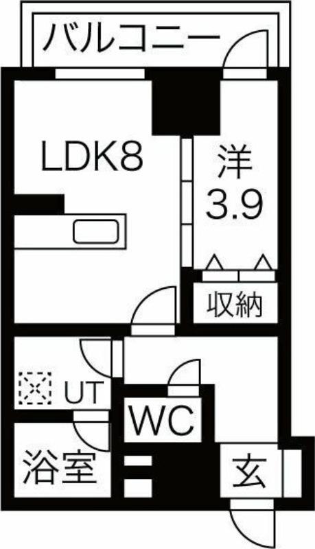 クリスタルガーデン栄町(1LDK/11階)の間取り写真