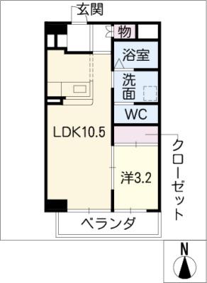 カーサコモダ新舞子B(1LDK/4階)の間取り写真