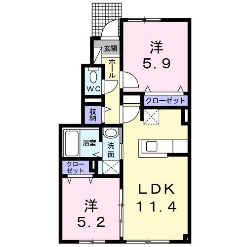 プリティー シャインII(2LDK/1階)の間取り写真