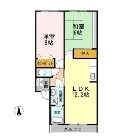 ラ・マンダリーヌ(2LDK/2階)の間取り写真