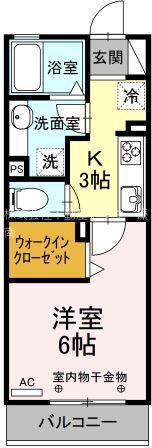 パミドールII(1K/2階)の間取り写真
