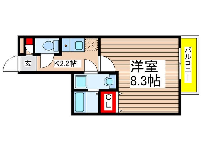 ミリアビタ稲毛(1K/2階)の間取り写真