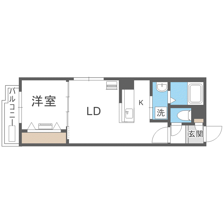 フェリオ南郷通(1LDK/4階)の間取り写真