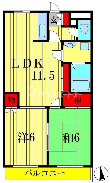 サンフィット渋谷(2LDK/2階)の間取り写真