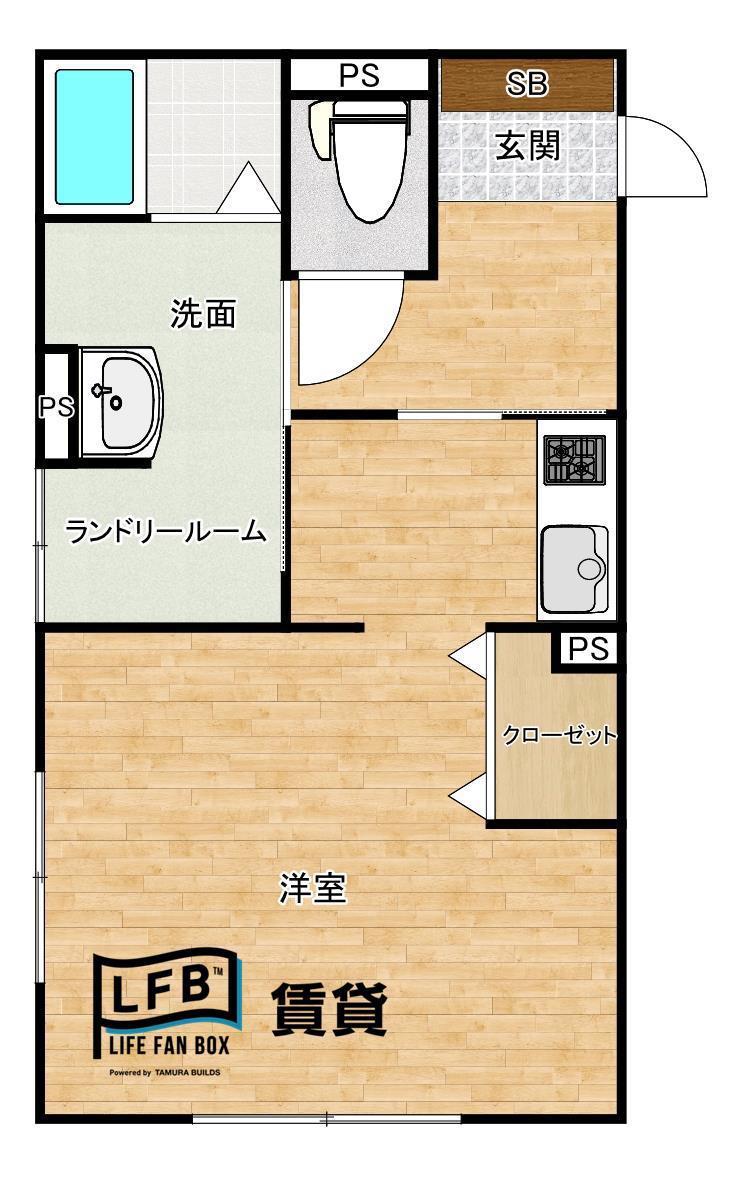 ライトステイツ古萩町(ワンルーム/2階)の間取り写真