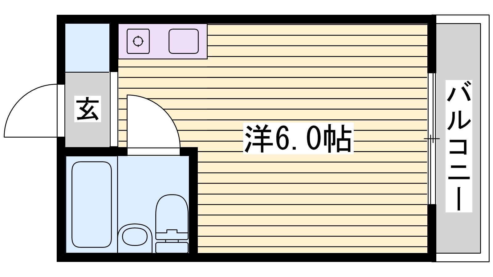 ハッピーコート駅前(ワンルーム/2階)の間取り写真
