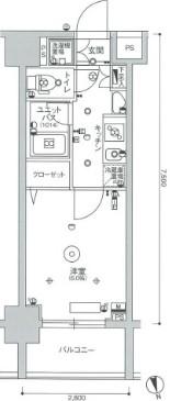 スカイコート蒲田ガーデン(1K/8階)の間取り写真