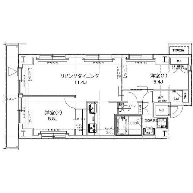 レジディア銀座東 部屋番号1401(2LDK/14階)の間取り写真