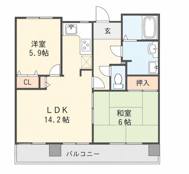プレステージ明石大久保5(2LDK/4階)の間取り写真