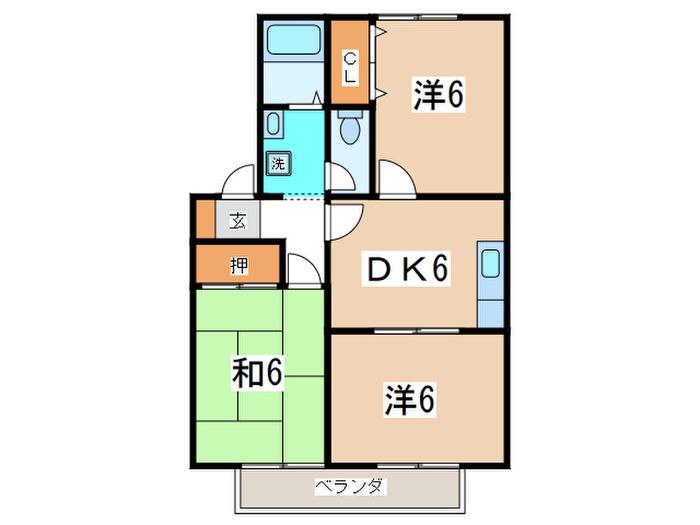 ファミールハイム愛(3DK/2階)の間取り写真