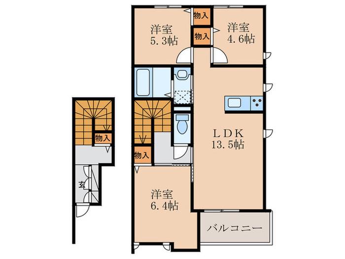 HEARTYS ENT I棟(3LDK/2階)の間取り写真