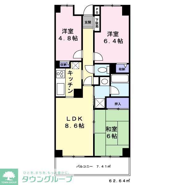 ツインズ浦和(3LDK/2階)の間取り写真