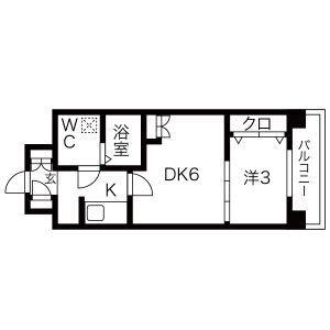 セレニテオズ北巽(1DK/6階)の間取り写真