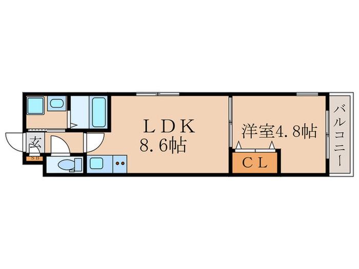 クレアーレ伏見南(1LDK/4階)の間取り写真