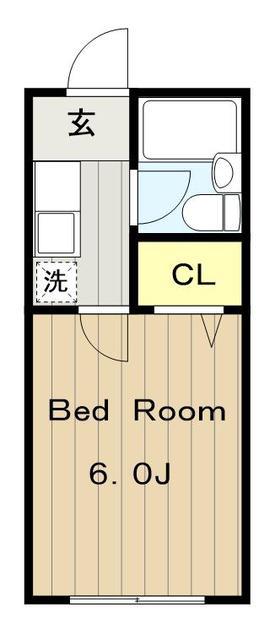 ハイツ土方A・B(1K/2階)の間取り写真
