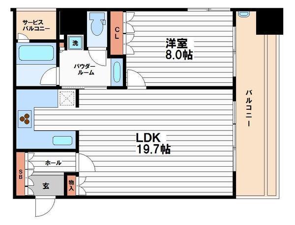 リーガルタワー大阪(1LDK/25階)の間取り写真