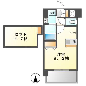 ライジングコート名古屋駅前東(ワンルーム/9階)の間取り写真