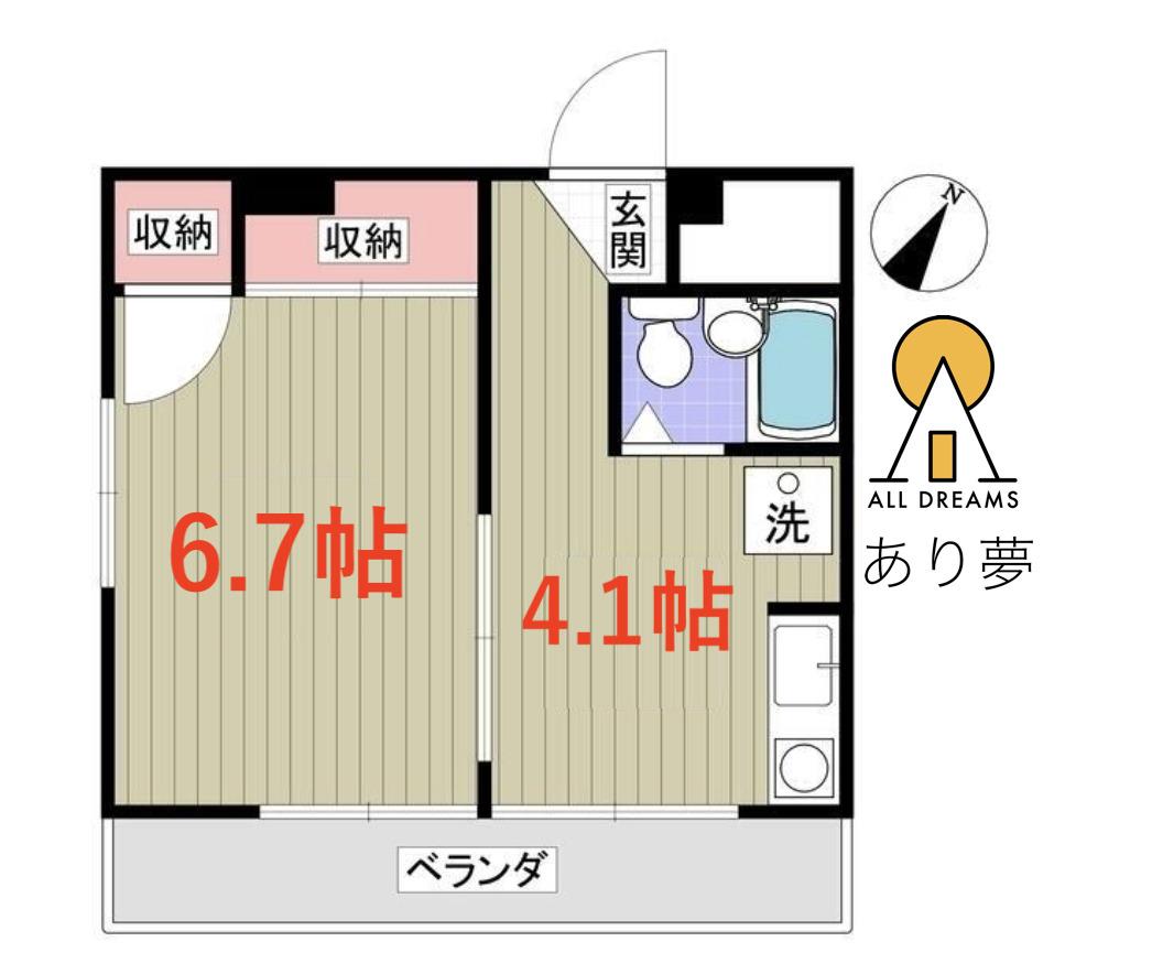 ウィスタリア佃野(1K/3階)の間取り写真