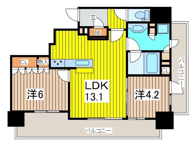 ザ・パークハウス川口本町(2LDK/18階)の間取り写真