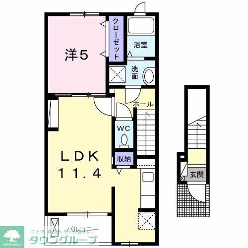ヴィラージュ(1LDK/2階)の間取り写真