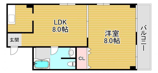 コーポラス翌檜(1LDK/3階)の間取り写真